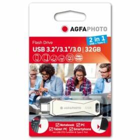 AgfaPhoto USB 3.0 32GB stříbrná / Flash Disk / USB-C 3.0 (10542N)