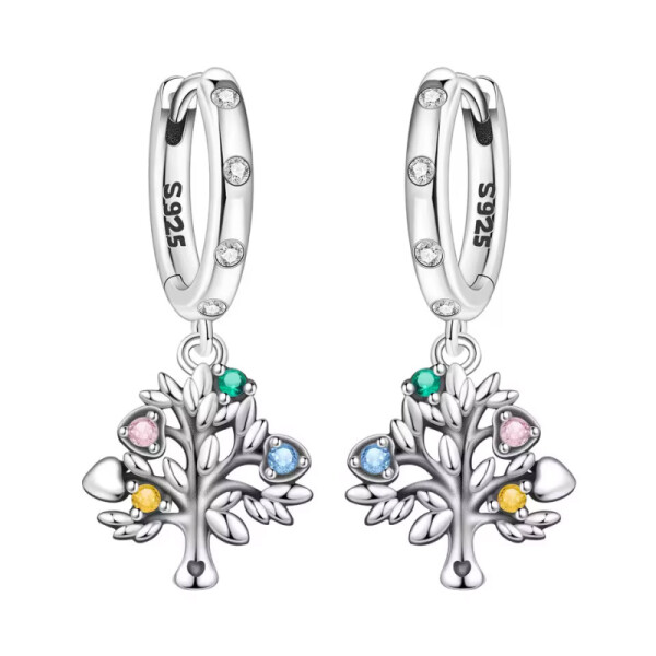 Stříbrné náušnice Strom života - stříbro 925/1000, Barevná/více barev