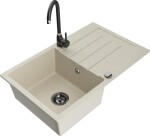 MEXEN - Bruno granitový dřez s odkapávačem včetně baterie Telma, béžová 6513-69-670200-70