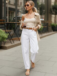 Dámské džíny s páskem UY2930 bílé - FashionStreet XL