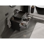 MEXEN/S - Orio koupelnová skříňka pod umyvadlo 90 cm s deskou, 2 zásuvky, černá mat 91A10-09047-2-BFFC71