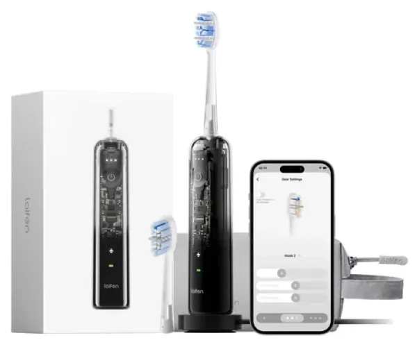 Laifen Wave Pro LFTB02-PT průhledná černá / Elektrický zubní kartáček / oscilační / 66 000 pohybů/min / Bluetooth