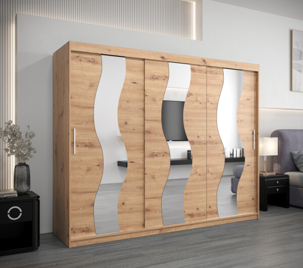 Šatní skříň Abi Se Barva korpusu: Dub artisan, Rozměry: 250 cm, Dveře: Dub artisan