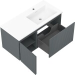 MEXEN/S - Rivel koupelnová skříňka 100 cm s umyvadlem Otis pravá, 1S, 1D, reliéf, grafit/bílá mat 91A23-10047-3-BBFF66-W18P01