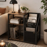Stolek na gramofon a LP desky 81x30x69cm, mdf, old wood, AKF-E1076 OLW