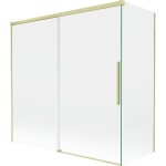 MEXEN/S - Rox vanová zástěna 2-křídlová posuvná 160 + 75 x 150, transparent, zlatá kartáčovaná 8C9-160-075-55-00