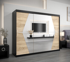 Šatní skříň Abi Bo Barva korpusu: Černá, Rozměry: 250 cm, Dveře: Dub sonoma