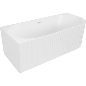 MEXEN/S - Gia volně stojící rohová vana reliéf levá 150 x 75, bílá mat, sifon a přepad bílá 52701507501L-20