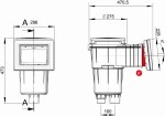 Iml Skimmer 17,5 l se standardním hrdlem a úkosem 6°, s mosaznými závity, pro fóliové a prefabrikované bazény se šikmou stěnou