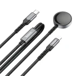 HOCO CW54 černá / Datový a nabíjecí kabel 2v1 / USB-C - indukční nabíjení pro Apple Watch / Lightning / PD / QC (D-CW54)