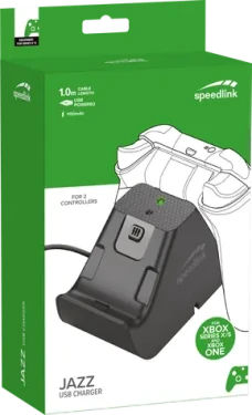 Speed Link SL-260002-BK JAZZ nabíječka černá / USB / pro Xbox Series X/S / 2x NiMH 1100mAh