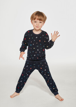 Chlapecké pyžamo Kids Boy model 18718605 Cosmos dł/r 86128 - Cornette Barva: tmavě modrá, Velikost: 122-128