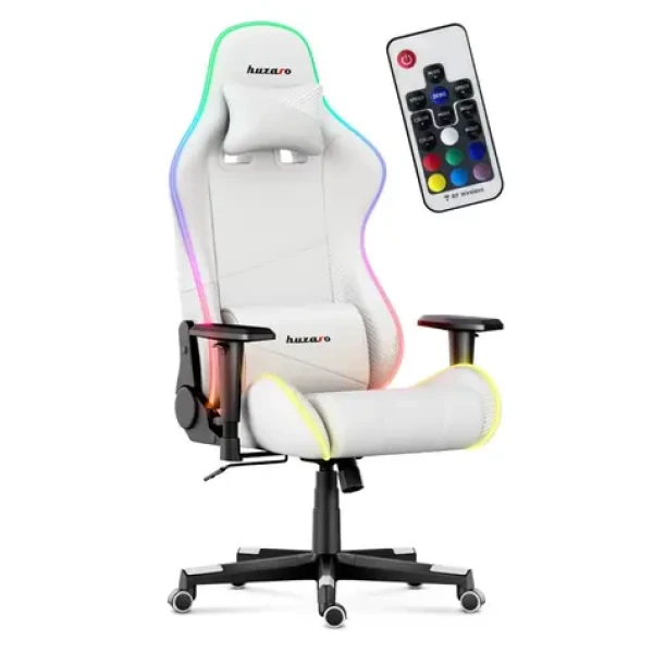 Huzaro Force 6.2 RGB bílá / Herní židle / nastavitelná / nosnost až 140 kg / látka síťovina (HZ-FORCE 6.2 WHITE RGB)