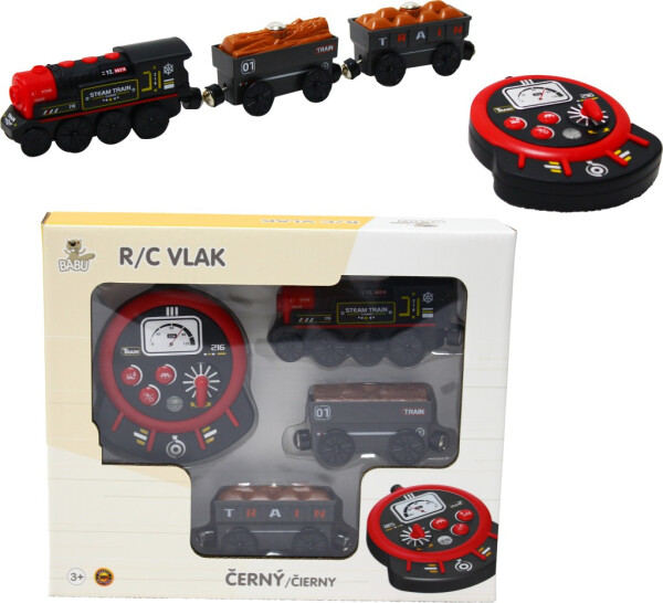 BABU vláčky - R/C Parní vlak - černý (se zvuky, světly a kouřovými efekty) - Babu