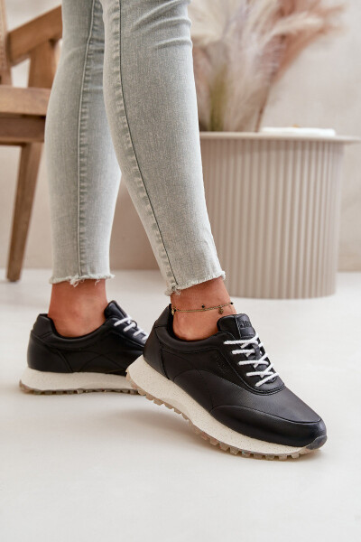 Dámské Sneakers Sportovní Obuv Z Eko Kůže Big Star OO274024 Hi-Poly System Černé 40