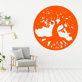 Samolepka Strom života v kruhu Barva: oranžová, Velikost: 60 x 60 cm
