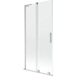MEXEN/S - Velar L dvoukřídlá posuvná vanová zástěna 90 x 150, transparent, nikl kartáčovaný 896-090-003-01-97