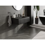 MEXEN/S - Rivel koupelnová skříňka 90 cm s umyvadlem Vela, 1 šuplík, reliéf , černá mat 91A20-09023-1-BF71-W23M71