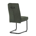 Židle jídelní, taštičkové pružiny v sedáku, madlo na opěráku, zelená látka, černý kov