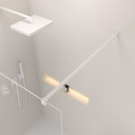 Erga Paris, stabilizační vzpěra pro sprchové zástěny o tloušťce skla 8mm, délka max. 100% 150cm, bílá matná, ERG-V02-PARIS-BAR-WH