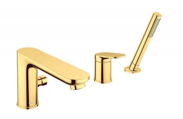 DURAVIT - Wave Baterie na okraj vany, 3-otvorová instalace, zlatá WA5260000034