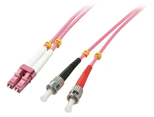 Lindy LWL Duplex růžová / Optický kabel / LC/ST / Multimode OM4 / 10 m / 50/125 µm (46354)