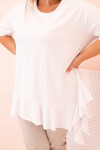 Dámská blůza Plus Size s bavlnou, kapsou a ohrnutým rukávem kiwi UNI