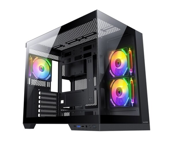 1stCOOL skříň DREAMER, Mid Tower, AU, USB 3.0, USB-C, 3x 120mm ARGB Fan, černá EDF_1208466