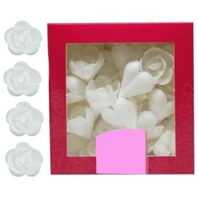 Dekorace oplatková - Růže poupě, bílá, 60 ks