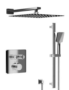 SAPHO - SMART SELECT podomítkový sprchový set s termostatickou baterií, 2 výstupy, posuvný držák sprchy, chrom RP042-02