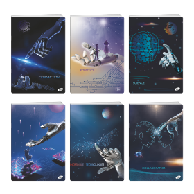 Elisa poznámkový sešit Robots, A5, 80 g, 40 listů, linka, mix 6 motivů - 10ks