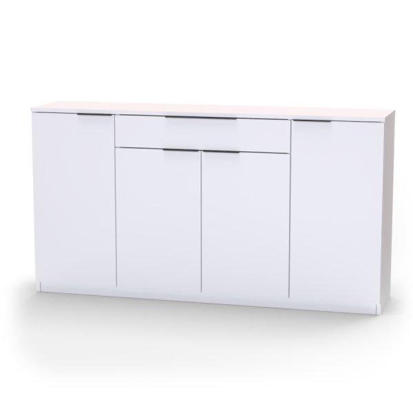 Nábytek Mikulík Komoda VARIO 6 (černé úchytky) - bílý lesk, antracit, aj. ROZMĚR: (š/v/hl.) 160 x 86,5 x 40,5 cm