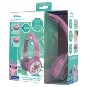 Lexibook 2v1 bluetooth skládací sluchátka Stitch Angel s limitem hlasitosti
