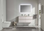 CERANO - Koupelnová skříňka Velora - bílá matná, úchytka zlatá + keramické umyvadlo Novo - bílá lesklá - 121x54,5x46,5 CER-979883