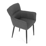 Židle jídelní, snadno čistitelná šedá látka, černý matný lak, kovové nohy