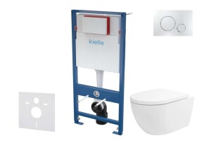 Kielle - Genesis Set předstěnové instalace, klozetu Oudee Vortex, sedátka softclose a tlačítka Gemini II, lesklý chrom 30505SS83