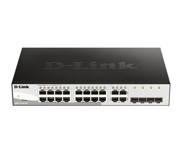 D-Link DGS-1210-20 20-port Gigabit Smart+ Switch, 16x GbE, 4x RJ45/SFP, fanless EDF_385517