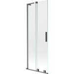 MEXEN/S - Velar L dvoukřídlá posuvná vanová zástěna 75 x 150, transparent, grafit kartáčovaná 896-075-003-01-66