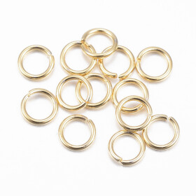 Spojovací kroužek z nerezové oceli - pozlacený 18K zlatem - otevřený - 4 x 0,6 mm - 1 ks