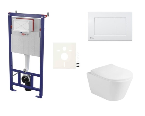 Cenově zvýhodněný závěsný WC set SAT do lehkých stěn / předstěnová montáž + WC Glacera Ava SIKOSSAVA20K SIKOSSAVA20K