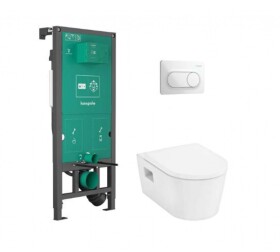 HANSGROHE - EluPura Original S Set předstěnové instalace, klozetu EluPura Original S a sedátka SoftClose, tlačítko iFrame Original S, bílá 60302450