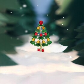 Vánoční brož se zirkony Christmas Tree 6 - vánoční stromeček, Zlatá
