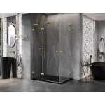 MEXEN/S - Lunar L Duo sprchový kout dveře křídlové 115 x 110, transparent, zlato kartáčovaná 834L-115L-110P-55-00