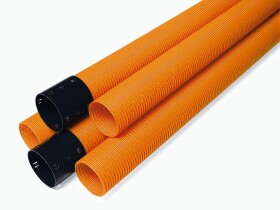 MIDAS Opti drän DN 125, tyčová drenážní trubka z PVC-U, se spojkou, tyče 2,5m ,oranžová děrovaná