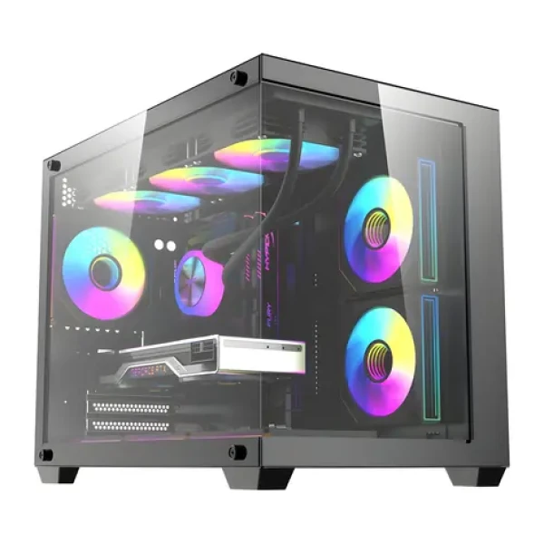 DarkFlash B275 PRO černá / Skříň PC / Mini Tower / M-ATX / ITX / 6× 120 mm ventilátor / Tvrzené sklo (B275 PRO BLK +6F)