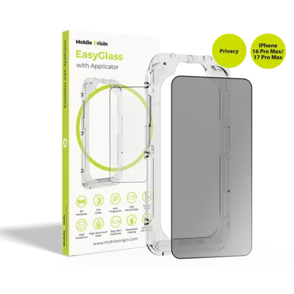 Mobile Origin EasyGlass Privacy Ochranné sklo s aplikátorem pro Apple iPhone 16 Pro Max 17 Pro Max (EGA-P-i16ProMax)
