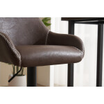 Židle barová, potah hnědá látka v dekoru vintage kůže, chromová podnož