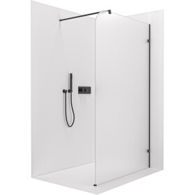 CERANO Sprchová zástěna Walk-in Orbis Round - Pravá - 8 mm - kulatá vzpěra - černá matná, mléčné sklo - 120x200 cm