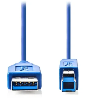Nedis kabel USB 3.2 A-B modrý / Kabel USB / k tiskárně / 3 m (CCGP61100BU30)