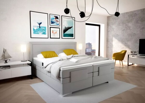 BLANÁŘ NÁBYTEK, a.s. Blanář MARGO postel vč. roštů a matrací (šedá) ROZMĚR: 2x (100x200) cm - boxspring